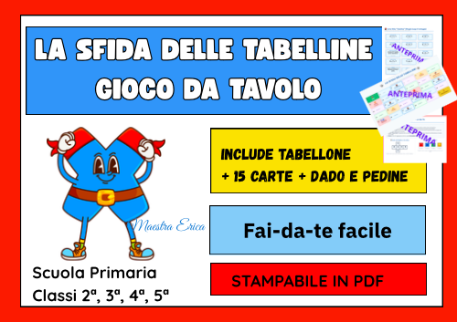LA SFIDA DELLE TABELLINE -  Gioco da tavolo stampabile in PDF (Scuola Primaria)