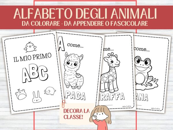 Lettere da colorare - Alfabeto degli animali - alfabetiere decorazione per la classe - alfabeto murale - attività creativa riempitempo - accoglienza classe prima - impara le lettere con gli animali - scuola dell'infanzia - alfabeto personale