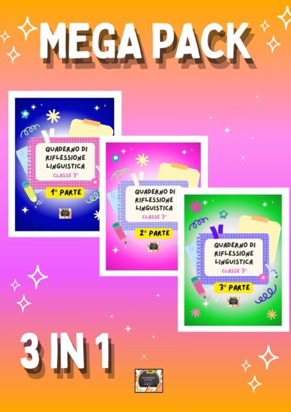 MEGA PACK QUADERNI DI ITALIANO per la classe 3^ con kit di schede in b/n