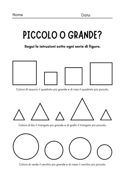 I MIEI PRIMI CONCETTI DI BASE • 6 Schede Operative Mirate di Logica, Grandezze e Quantità (Infanzia e Sostegno)