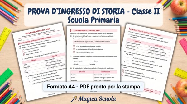 Prova d'Ingresso di Storia - Classe 2ª Primaria (PDF pronto per la stampa)