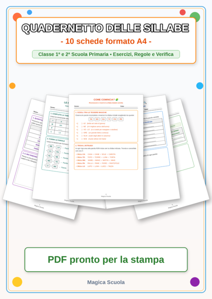 Quadernetto delle Sillabe | 10 Schede Operative A4 per Classe 1ª e 2ª Primaria