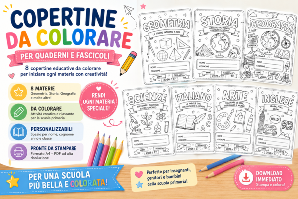 📚✨ NUOVE COPERTINE DA COLORARE – ANNO SCOLASTICO 2026/27 ✨📚