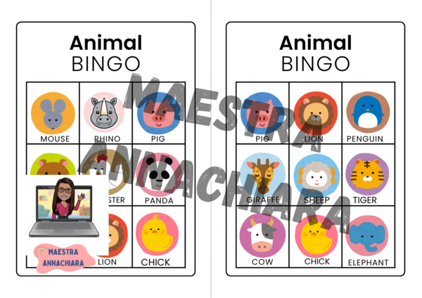 bingo degli animali in inglese