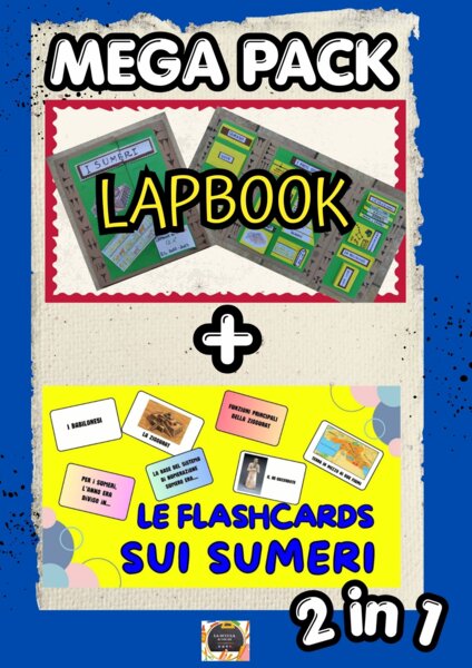 Mega Pack I Sumeri 2 in 1: Lapbook Interattivo + Flashcards Didattiche - Storia Scuola Primaria (Classe 4ª)
