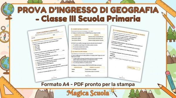 Prova d'Ingresso di Geografia - Classe 3ª Primaria (PDF pronto per la stampa)