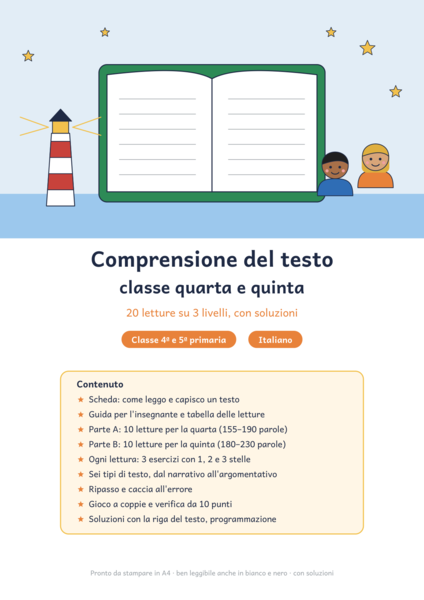 Comprensione del testo classe quarta e quinta: 20 letture