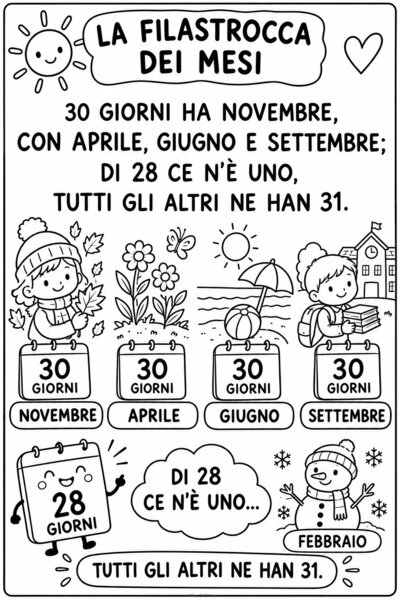 La filastrocca dei mesi :impara colora e memorizza giocando!