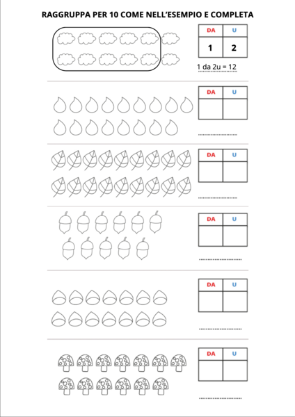 Schede da stampare esercizi fino a 20 - Matematica classe prima