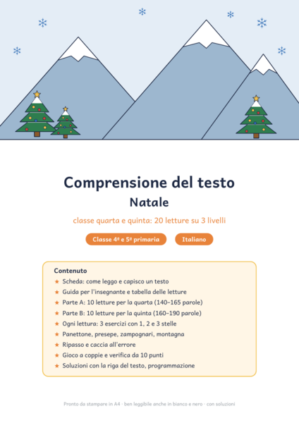 Comprensione del testo Natale classe quarta e quinta: 20 letture