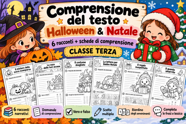 Comprensione del testo Classe Terza – 6 Racconti Halloween e Natale | Schede Italiano