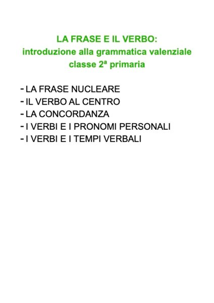 La frase e il verbo: introduzione alla grammatica valenziale | Classe 2ª primaria