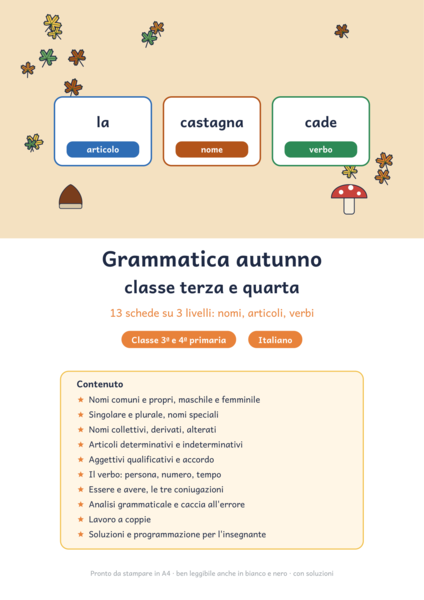 Grammatica autunno classe terza e quarta: nomi e verbi