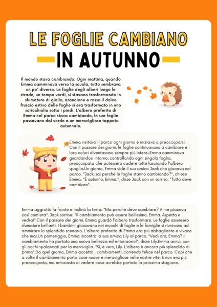 LE FOGLIE CAMBIANO IN AUTUNNO • Lettura, Comprensione e Scrittura