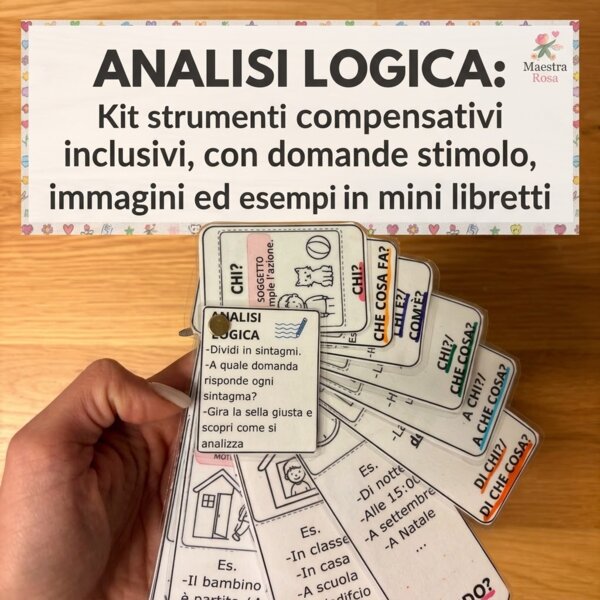 Analisi Logica - Kit Strumento Compensativo Inclusivo (Stile Bortolato): Minilibretto a Ventaglio con Domande Stimolo per BES e DSA