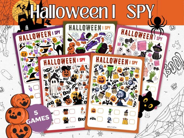 Cerca e Trova di Halloween: "I SPY" e Pre-Calcolo | 5 Schede per Infanzia e Primaria (PDF A4) - gioco no prep  - osserva e conta - organizzazione spaziale