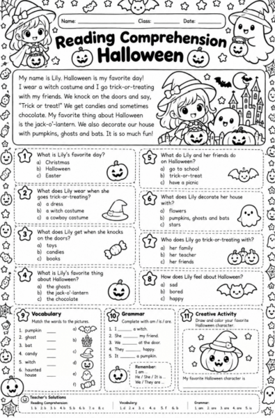 Halloween English Fun! – Reading, Vocabulary & Grammar