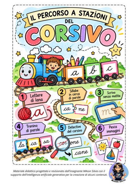 stazioni di apprendimento con il corsivo