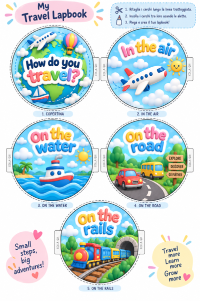 Lapbook mezzi di trasporto in inglese "How do you travel?"