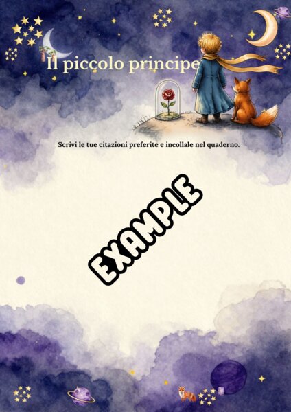 „Poster su un libro letto, completamento delle citazioni, Il Piccolo Principe – lavoro creativo” pdf