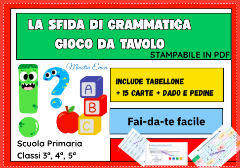 La sfida della grammatica – Gioco da tavolo didattico stampabile (Classi 3ª, 4ª e 5ª)