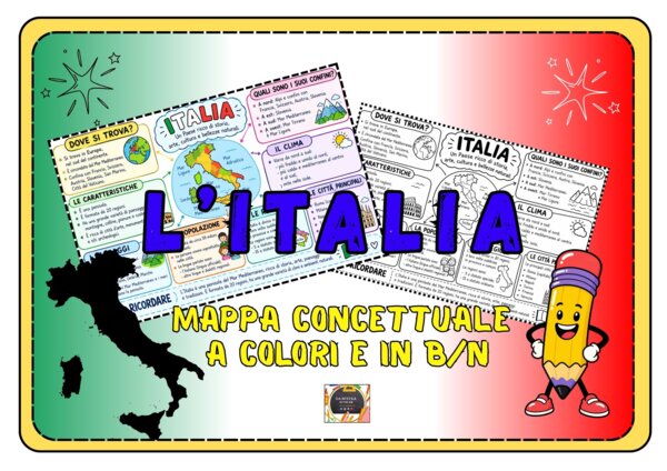 MAPPA CONCETTUALE - L'ITALIA - a colori e in bianco e nero -