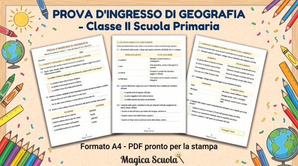 Prova d'Ingresso di Geografia - Classe 2ª Primaria (PDF pronto per la stampa)