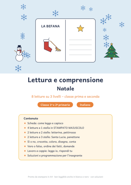 Lettura e comprensione Natale classe prima e seconda