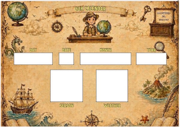 Calendario perpetuo in inglese (tema Isola dell’apprendimento)