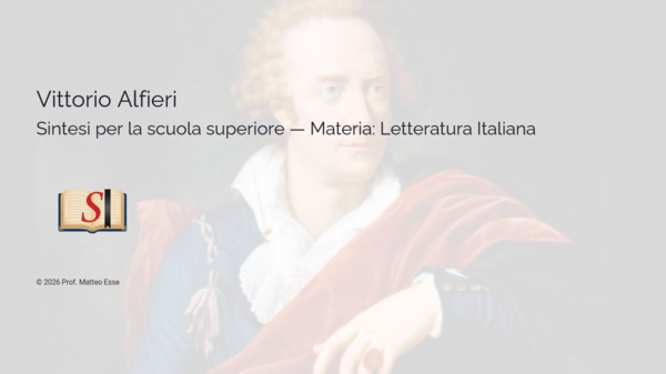 Vittorio Alfieri: Modulo Didattico Completo (24 Slide + Verifica + Soluzioni)