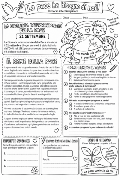 Giornata internazionale della Pace percorso interdisciplinare