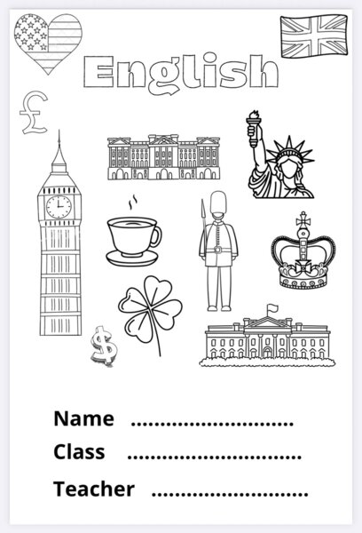 Copertina quaderno di Inglese per la terza Primaria