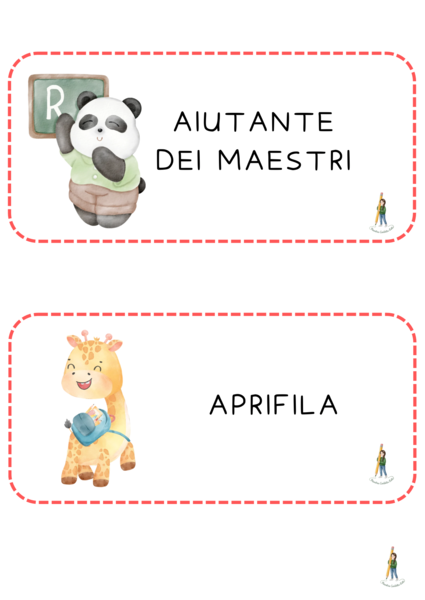 Cartellone ruoli con animali
