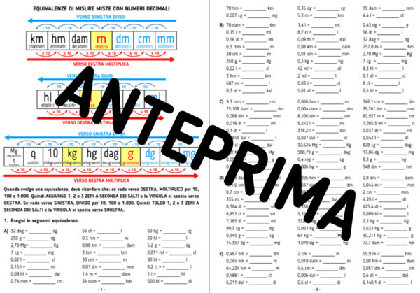MATEMATICA: EQUIVALENZE MISTE CON NUMERI DECIMALI CLASSI QUARTA E QUINTA SCUOLA PRIMARIA