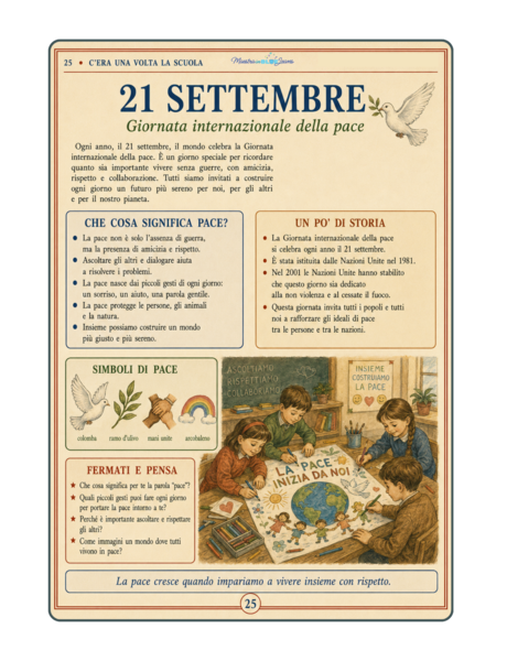 C'era una volta la scuola elementare: settembre - giornata della pace