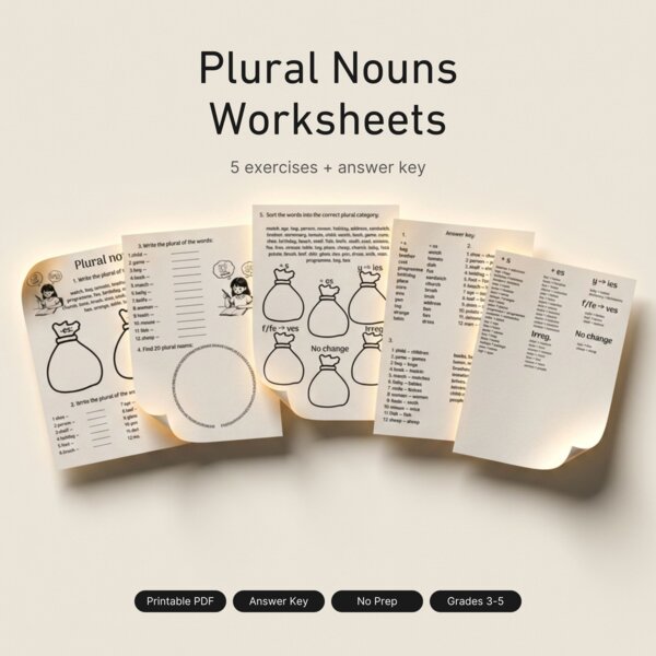 Schede di lavoro sui nomi plurali | Grammatica inglese A2 |