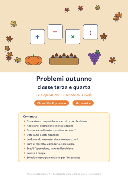 Problemi autunno classe terza e quarta: 4 operazioni