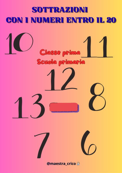 SOTTRAZIONI CON I NUMERI ENTRO IL 20