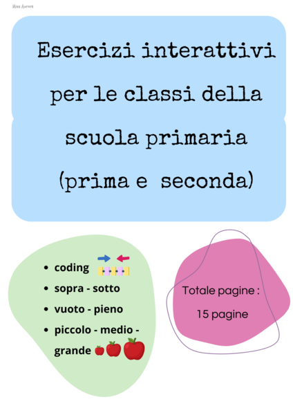 Esercizi di coding, sequenza, vuoto e pieno, sopra e sotto, piccolo - medio - grande