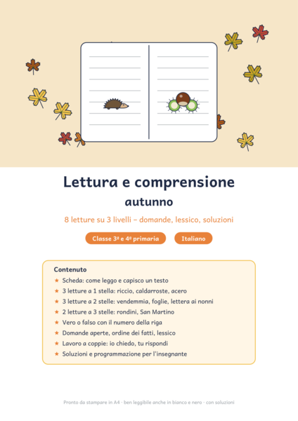 Comprensione del testo autunno classe terza e quarta