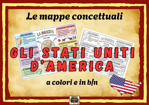 Mappa Concettuale La Nascita degli Stati Uniti d'America a colori e in b/n