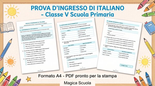 Prova d'Ingresso di Italiano - Classe 5ª Primaria (PDF pronto per la stampa)