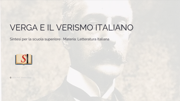 Verga e il Verismo Italiano - Presentazione PPTX Pronta per la Classe
