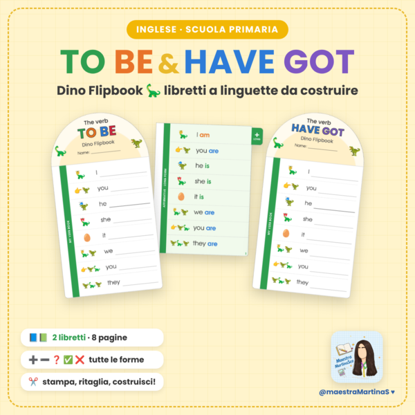 Verbi TO BE e HAVE GOT – Dino Flipbook | Inglese primaria