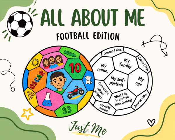 All About Me – Craft Activity – Football Edition – Back to School – Tutto su di me – Ritorno a scuola – Inglese