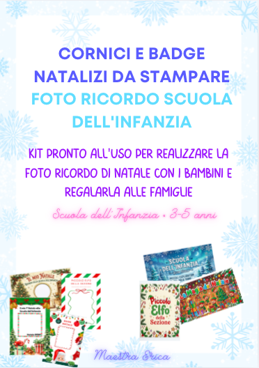 Cornici e Badge Natalizi da Stampare - Foto Ricordo Scuola dell'Infanzia