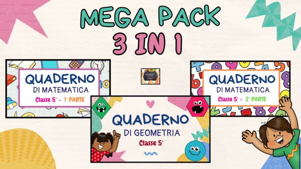 MEGA PACK QUADERNI DI MATEMATICA V + GEOMETRIA V - Manoscritto di teoria semplice + tanti esercizi svolti -