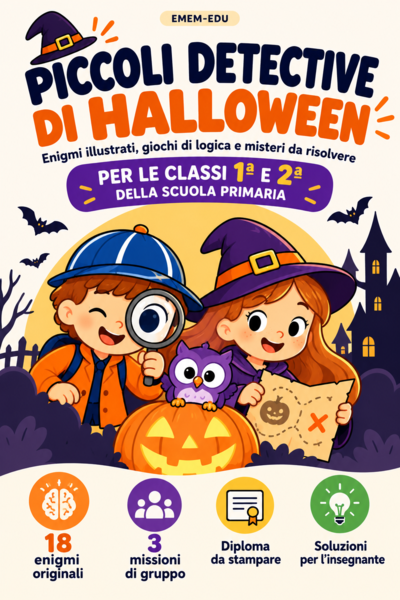 Piccoli Detective di Halloween 🎃 | 18 enigmi logici + 3 missioni di gruppo