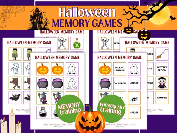 Memory di Halloween in INGLESE: Immagini e Vocabolario | Scuola Infanzia e Primaria (PDF A4) - English vocabulary - Trick or Treat!