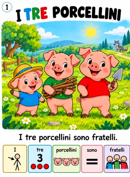 I tre porcellini – Storia illustrata in CAA